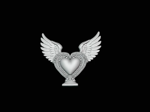 Winged Heart Pendant Design 3 - 3D Print Model 3D Print Model