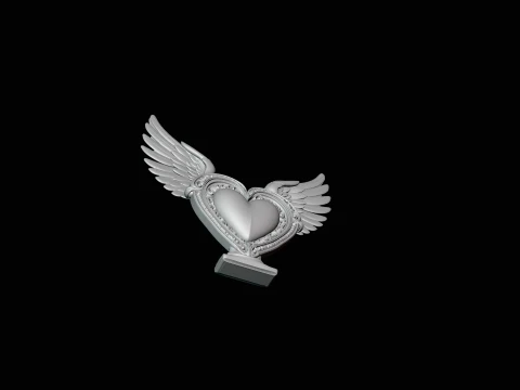 Winged Heart Pendant Design 3 - 3D Print Model 3D Print Model