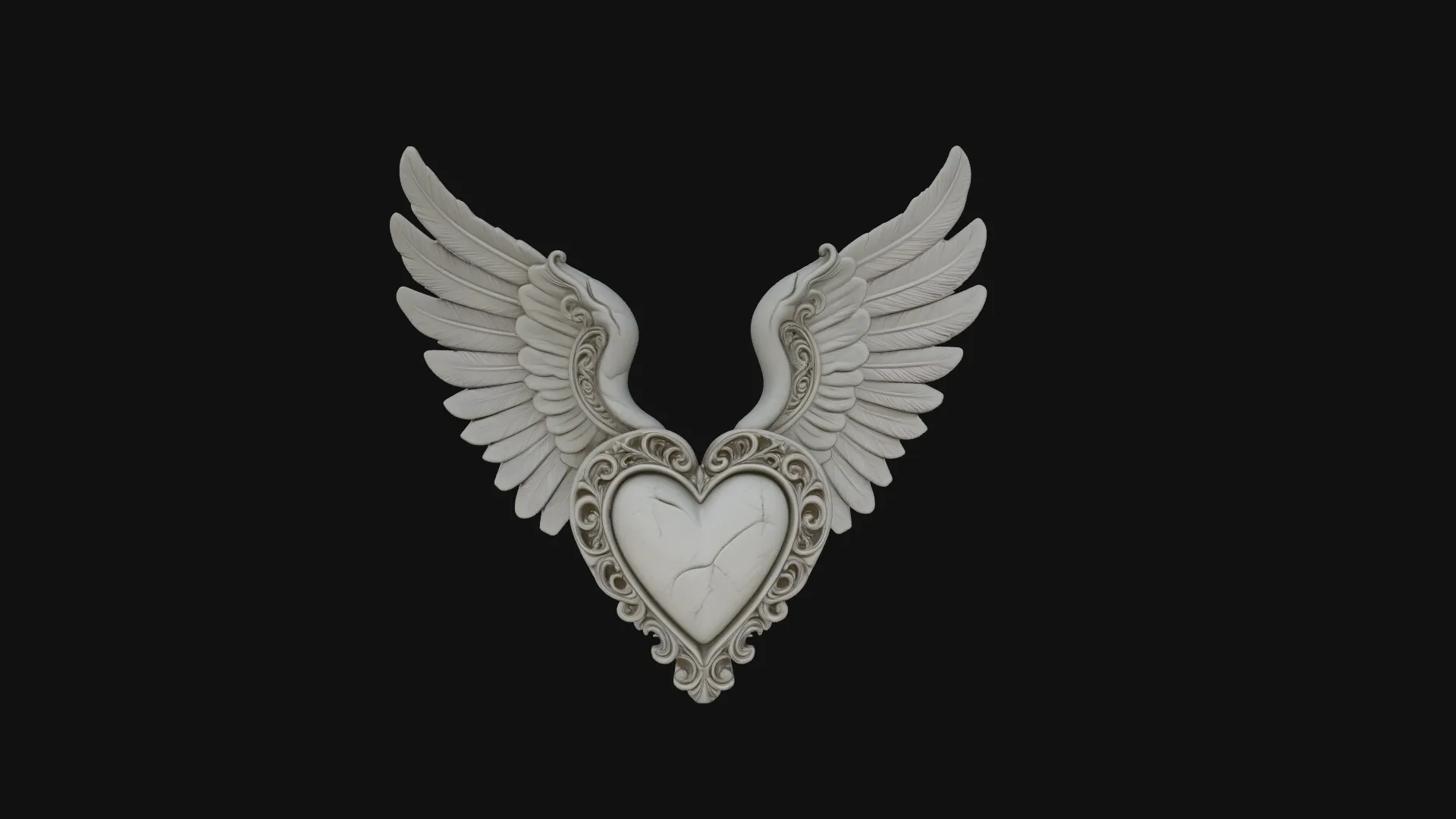 Winged Heart Pendant Design 4 - 3D Print Model 3D Print Model .c4d .max .obj .3ds .fbx .stl .blend
