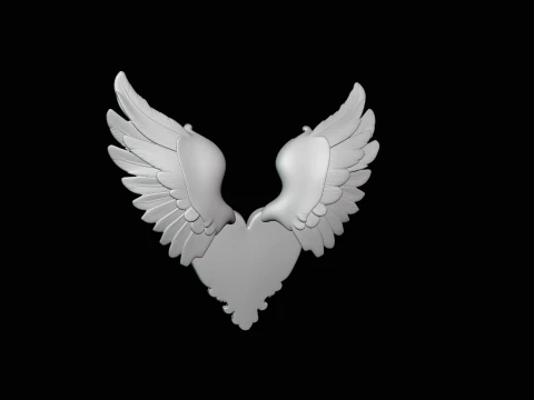 Winged Heart Pendant Design 4 - 3D Print Model 3D Print Model