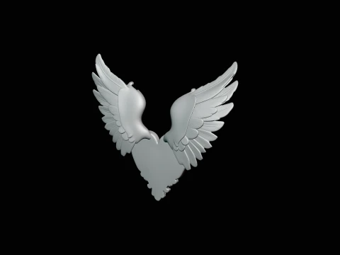 Winged Heart Pendant Design 4 - 3D Print Model 3D Print Model