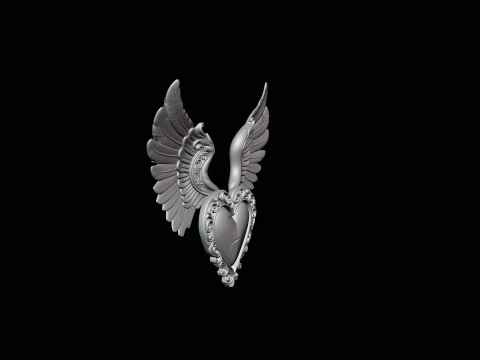 Winged Heart Pendant Design 4 - 3D Print Model 3D Print Model