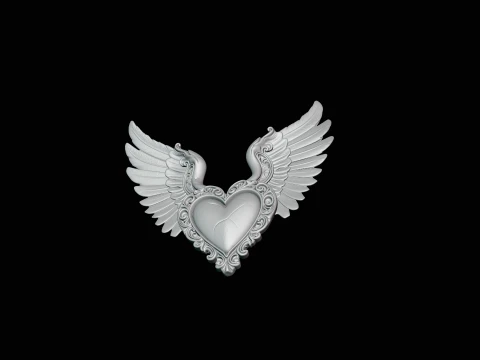 Winged Heart Pendant Design 4 - 3D Print Model 3D Print Model