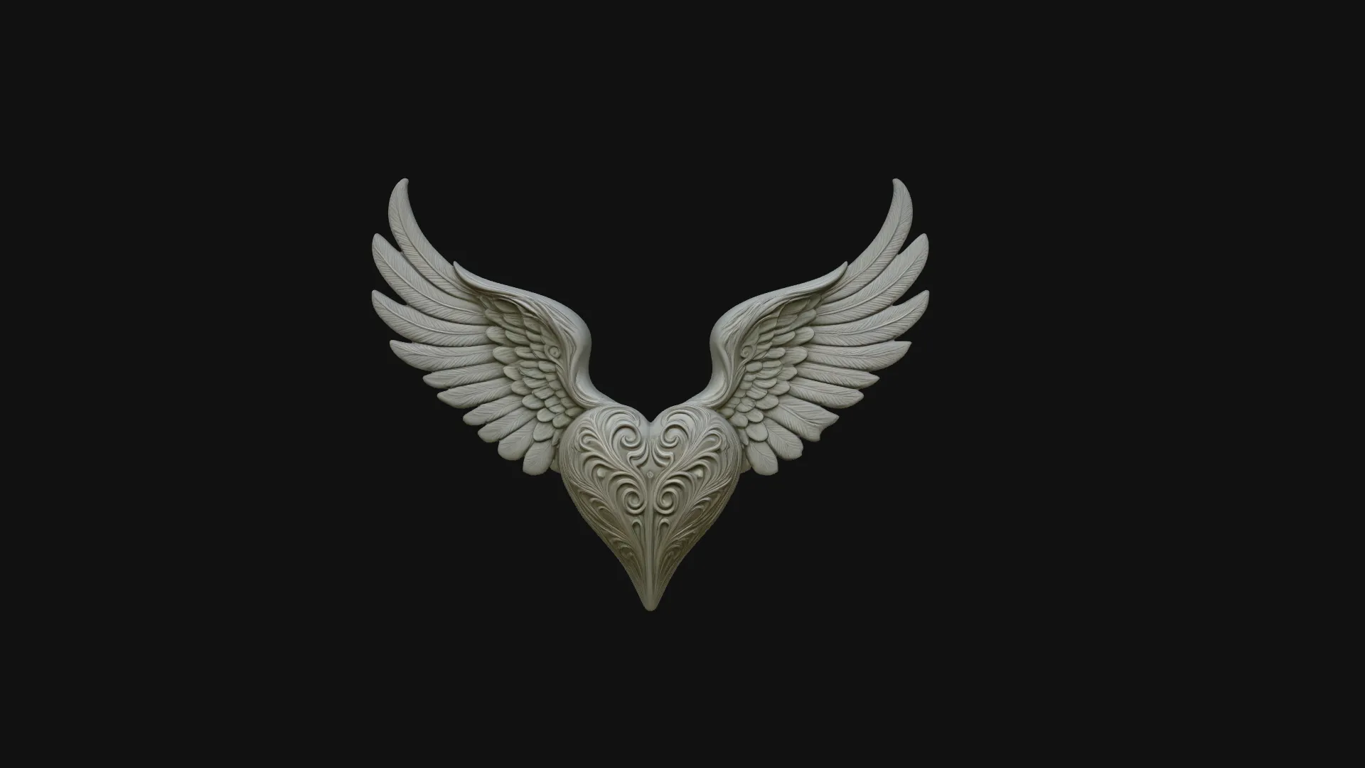 Winged Heart Pendant Design 6 - 3D Print Model 3D Print Model .c4d .max .obj .3ds .fbx .stl .blend