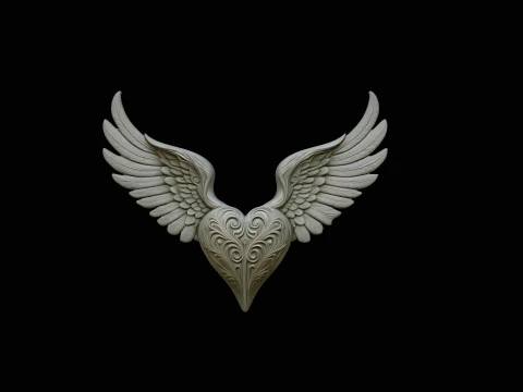 Winged Heart Pendant Design 6 - 3D Print Model 3D Print Model