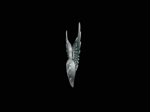 Winged Heart Pendant Design 6 - 3D Print Model 3D Print Model