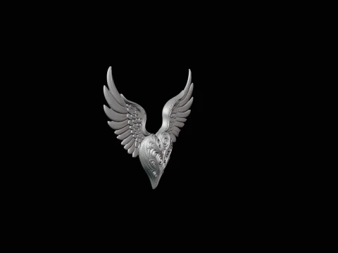 Winged Heart Pendant Design 6 - 3D Print Model 3D Print Model
