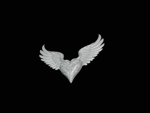 Winged Heart Pendant Design 6 - 3D Print Model 3D Print Model