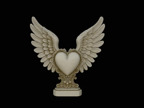 Winged Heart Pendant Design 7 - 3D Print Model 3D Print Model