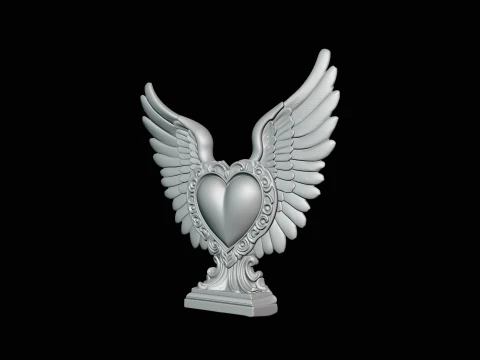 Winged Heart Pendant Design 8 - 3D Print Model 3D Print Model