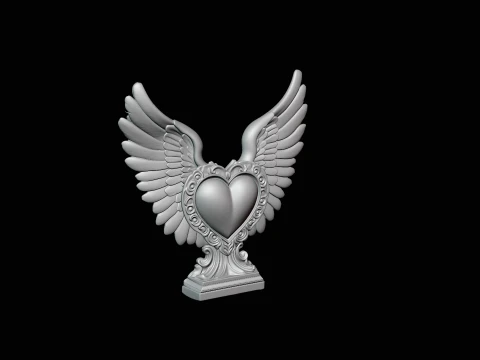 Winged Heart Pendant Design 8 - 3D Print Model 3D Print Model