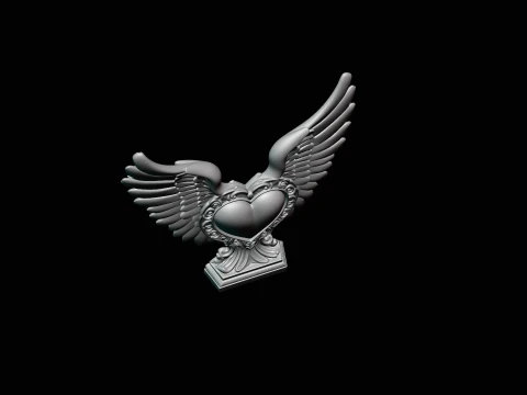 Winged Heart Pendant Design 8 - 3D Print Model 3D Print Model