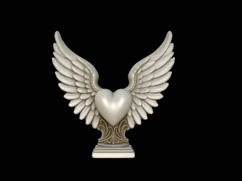 Winged Heart Pendant Design 9 - 3D Print Model 3D Print Model