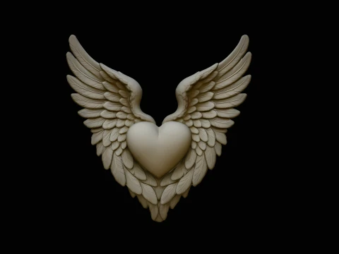 Winged Heart Pendant Design 10 - 3D Print Model 3D Print Model