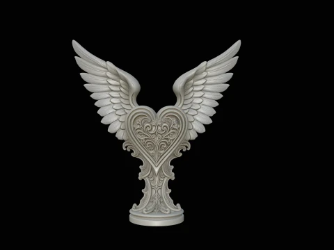 Winged Heart Pendant Design 11 - 3D Print Model 3D Print Model