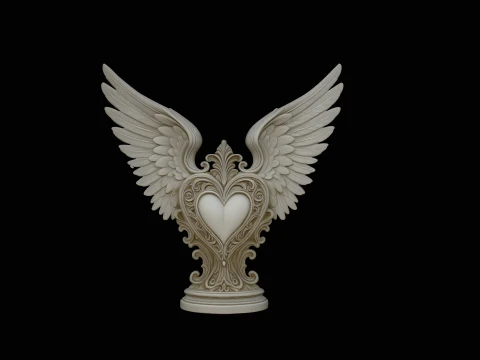 Winged Heart Pendant Design 12 - 3D Print Model 3D Print Model