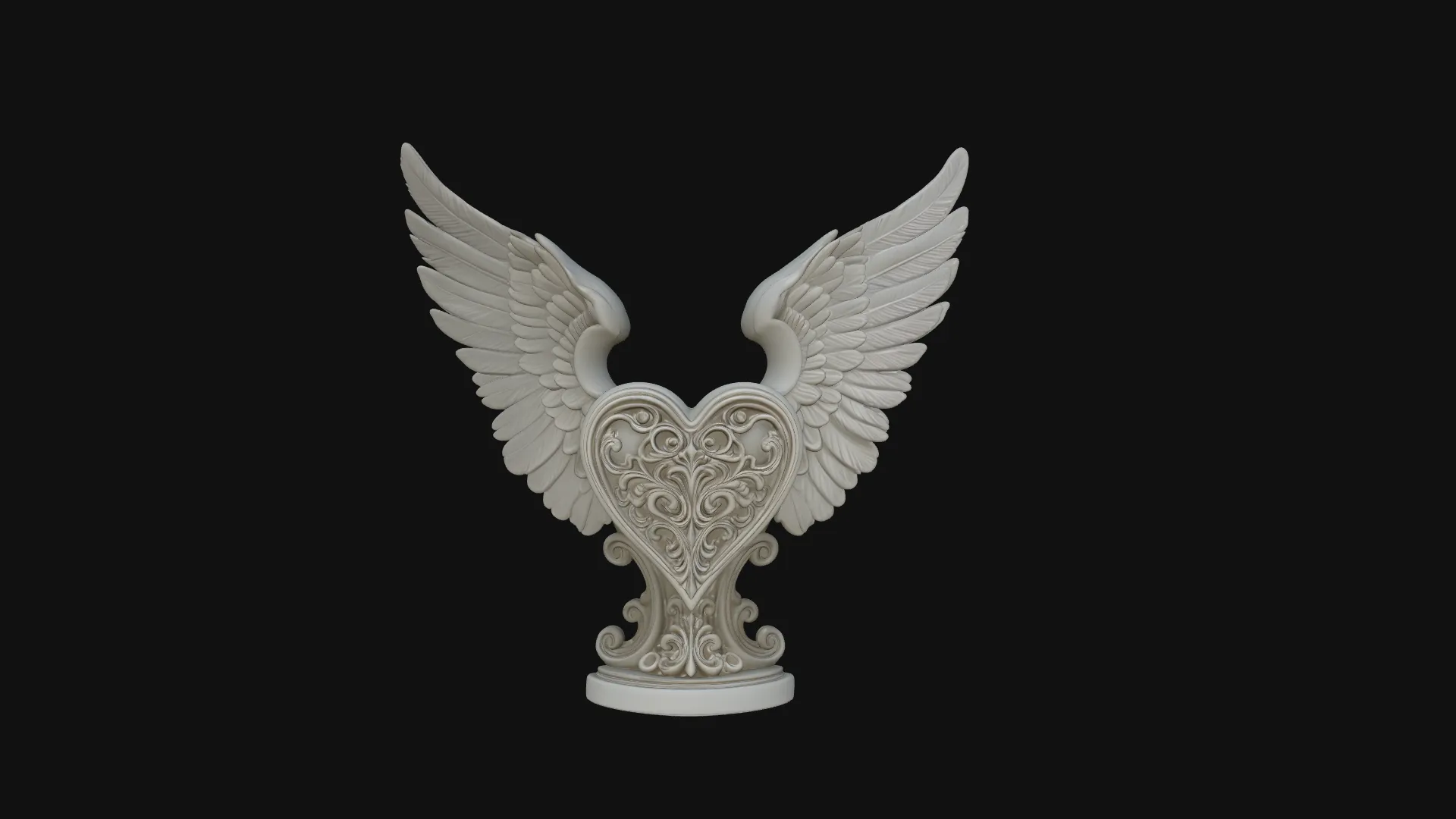 Winged Heart Pendant Design 13 - 3D Print Model 3D Print Model .c4d .max .obj .3ds .fbx .stl .blend 