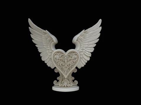 Winged Heart Pendant Design 13 - 3D Print Model 3D Print Model