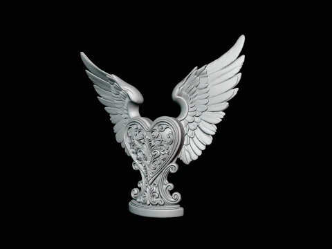 Winged Heart Pendant Design 13 - 3D Print Model 3D Print Model