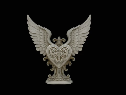 Winged Heart Pendant Design 14 - 3D Print Model 3D Print Model