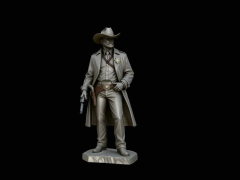 Wild West Sheriff Statue Design 1 - 3D Print Model 3D Print Model