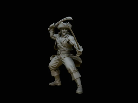 Cutlass Pirate Captain Statue Design 1 - 3D Print Model Modelo de impresión 3D
