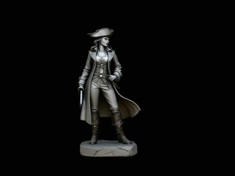Female Pirate Captain Statue Design 2 - 3D Print Model 3D printmodel