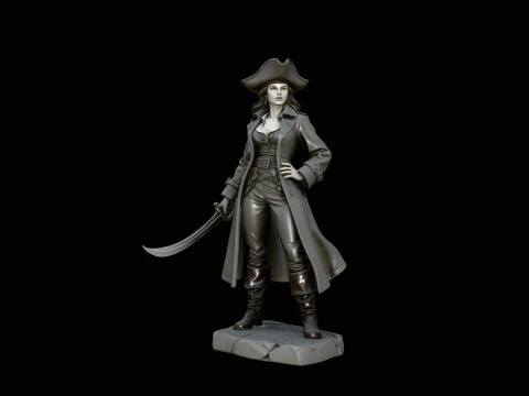Female Pirate Captain Statue Design 4 - 3D Print Model 3D printmodel