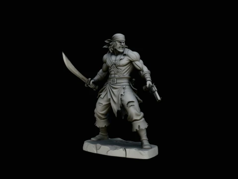 Buccaneer Pirate Warrior Statue Design 1 - 3D Print Model 3D printmodel