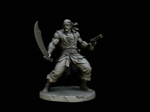 Buccaneer Pirate Warrior Statue Design 2 - 3D Print Model 3D printmodel