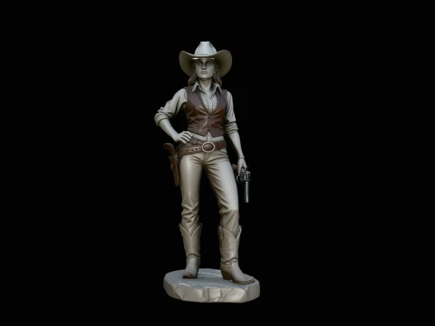 Wild West Cowgirl Statue Design 1 - 3D Print Model 3D Print Model