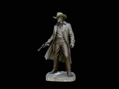 Wild West Sheriff Statue Design 2 - 3D Print Model 3D Print Model