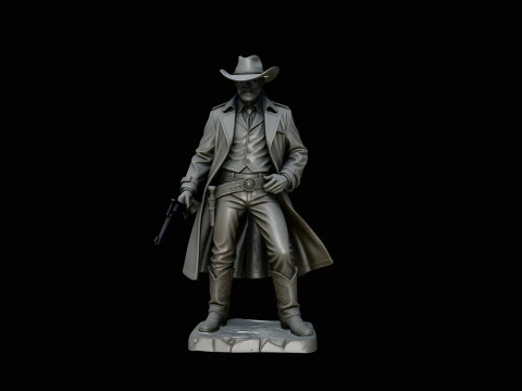 Wild West Sheriff Statue Design 5 - 3D Print Model 3D Print Model
