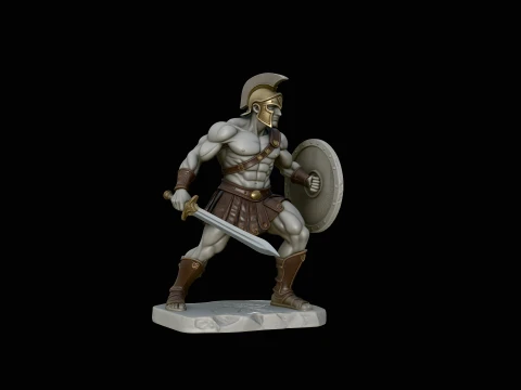 Spartan Warrior Statue Design 4 - 3D Print Model Modello di stampa 3D