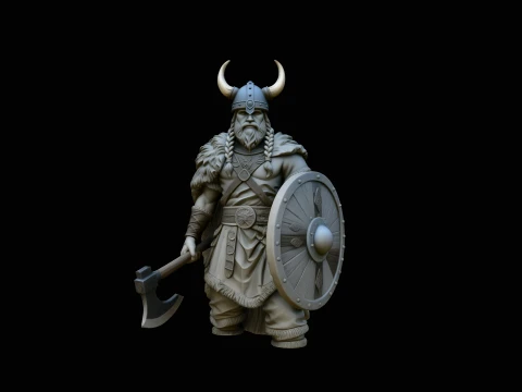 Horned Helmet Viking Warrior Statue Design 2 - 3D Print Model 3Dプリントモデル