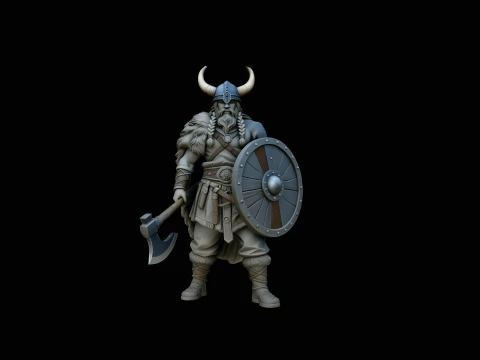 Horned Helmet Viking Warrior Statue Design 3 - 3D Print Model 3Dプリントモデル