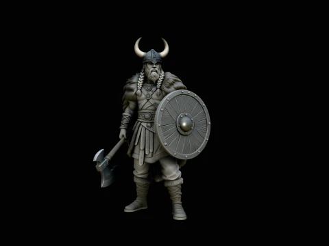 Horned Helmet Viking Warrior Statue Design 4 - 3D Print Model 3Dプリントモデル
