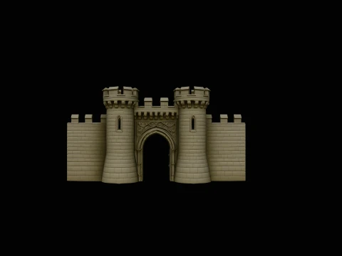 Medieval Castle Gate Model Design 2 - 3D Print Model Model do druku 3D