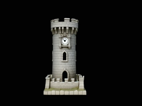 Medieval Clock Tower Model Design 2 - 3D Print Model 3D Print Model