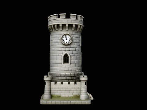 Medieval Clock Tower Model Design 3 - 3D Print Model 3D Druckmodell