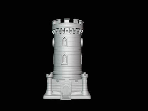 Medieval Clock Tower Model Design 3 - 3D Print Model 3D Print Model