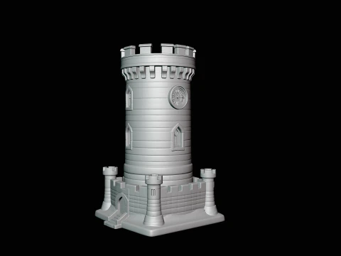 Medieval Clock Tower Model Design 3 - 3D Print Model 3D Print Model