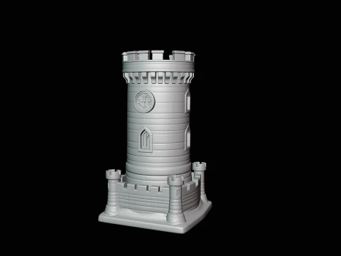 Medieval Clock Tower Model Design 3 - 3D Print Model 3D Print Model