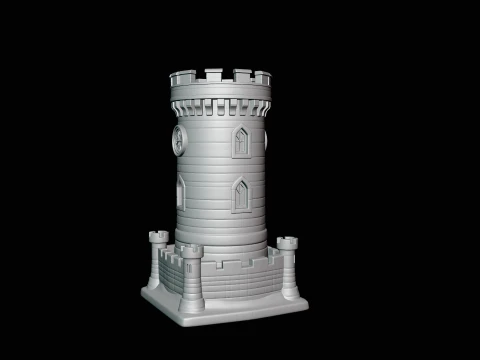 Medieval Clock Tower Model Design 3 - 3D Print Model 3D Print Model