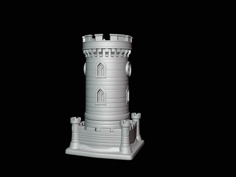Medieval Clock Tower Model Design 3 - 3D Print Model 3D Print Model