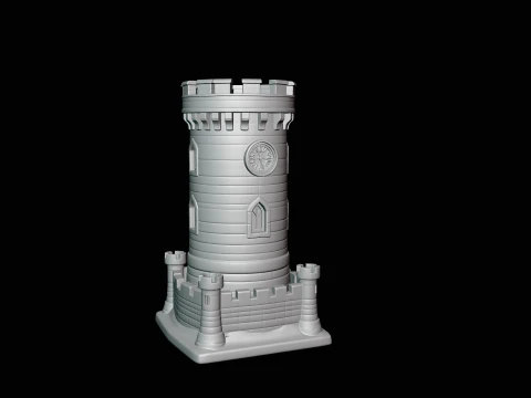 Medieval Clock Tower Model Design 3 - 3D Print Model 3D Print Model