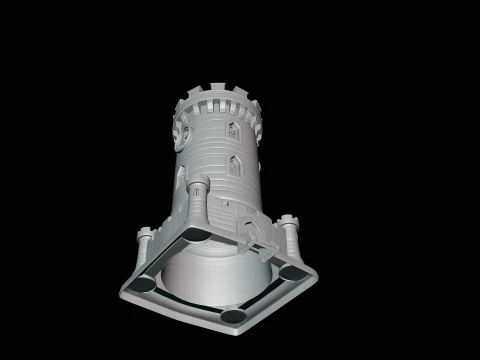 Medieval Clock Tower Model Design 3 - 3D Print Model 3D Print Model
