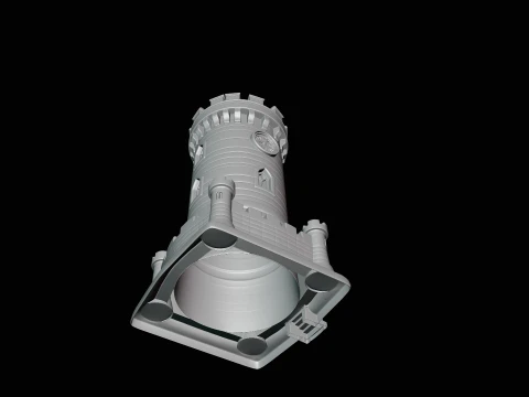 Medieval Clock Tower Model Design 3 - 3D Print Model 3D Print Model