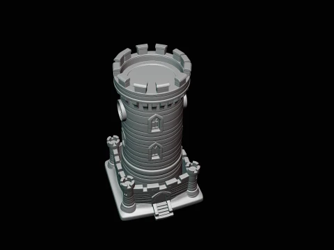 Medieval Clock Tower Model Design 3 - 3D Print Model 3D Print Model
