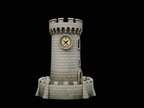 Medieval Clock Tower Model Design 4 - 3D Print Model 3D Print Model